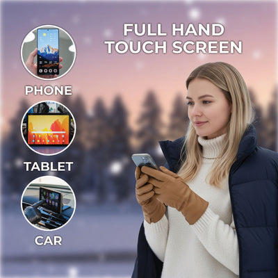 Womens Italian Leather Winter Stitch Line Design Soft Wool Lining Gloves - L-GLV-301