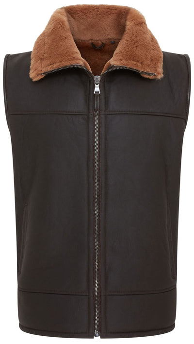 Mens Aviator Shearling Bomber Gilet - Ambler