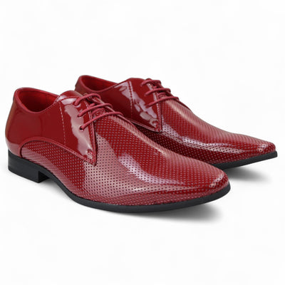 Men’s Pointed Toe Formal Lace Up Perforated Shoes