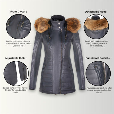 Giacca parka in pelle trapuntata da donna - Curitiba