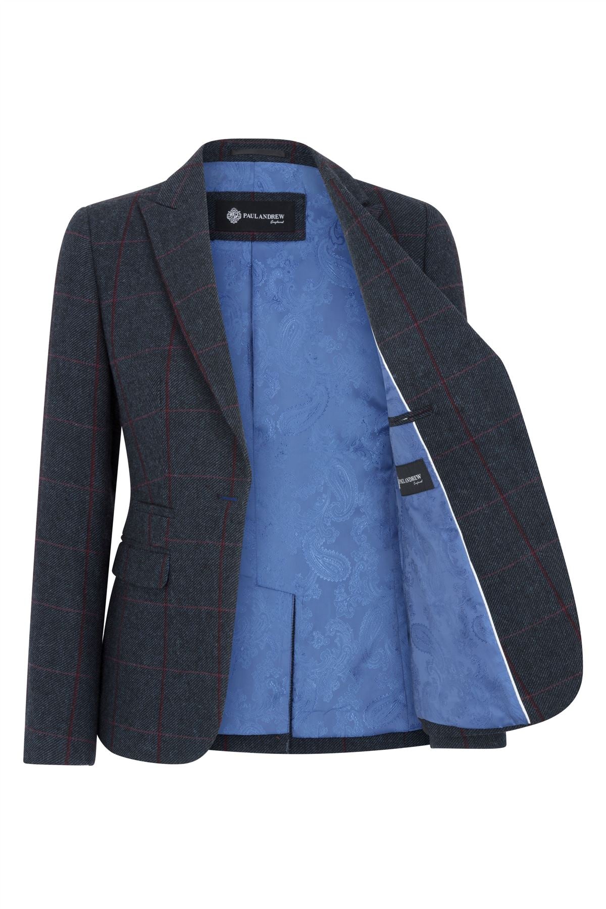 Women's Navy Tweed Tailored Fit Formal Blazer