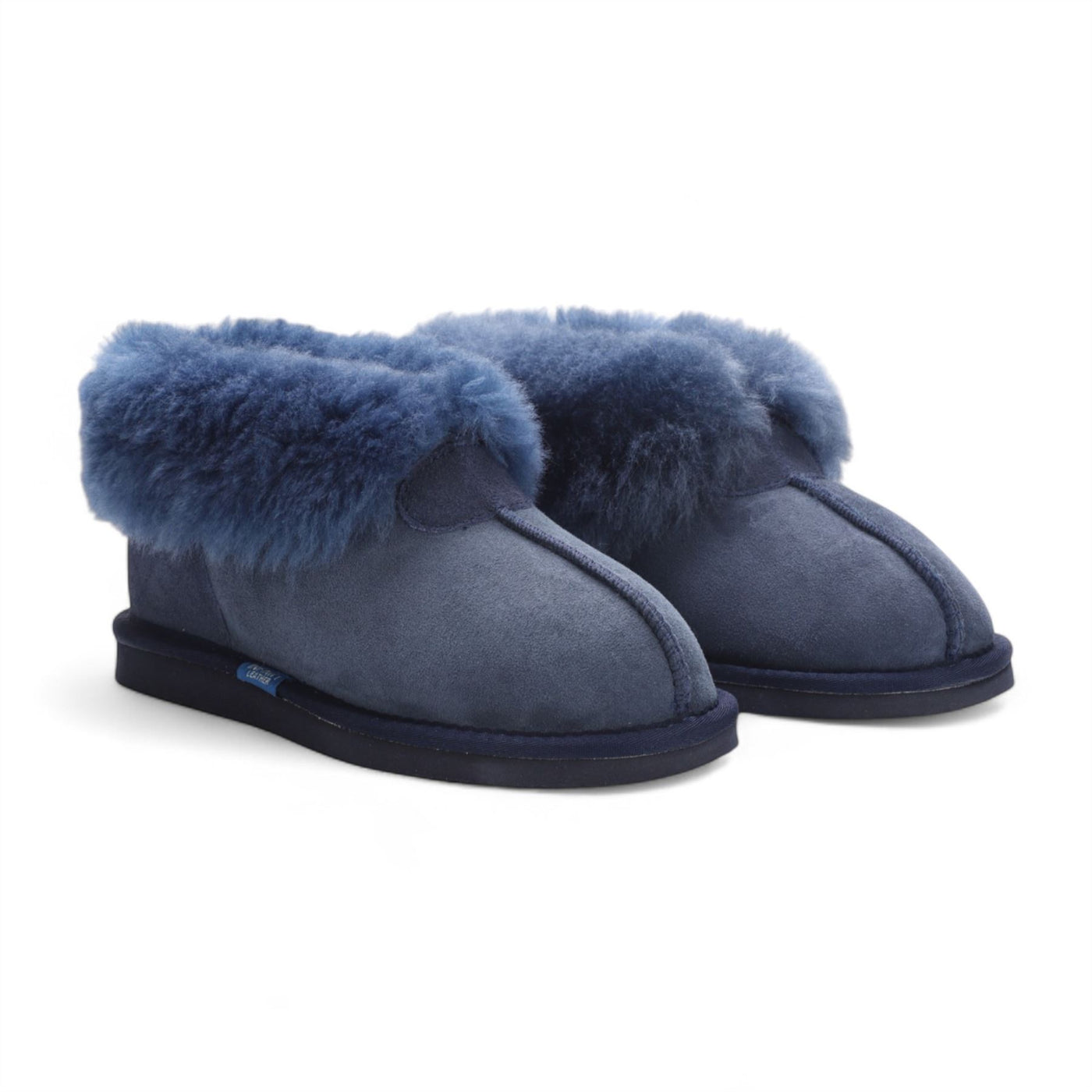 Women's Sheepskin Suede Ankle Navy Slip-On Bootie Winter - Glacier