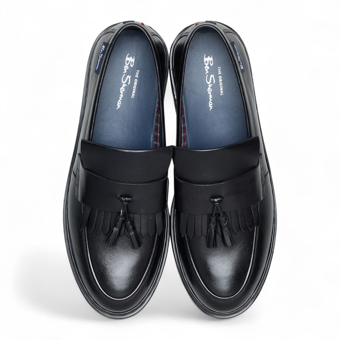 Ben Sherman Men's Black Leather Tassel Loafer Shoes - Dudley
