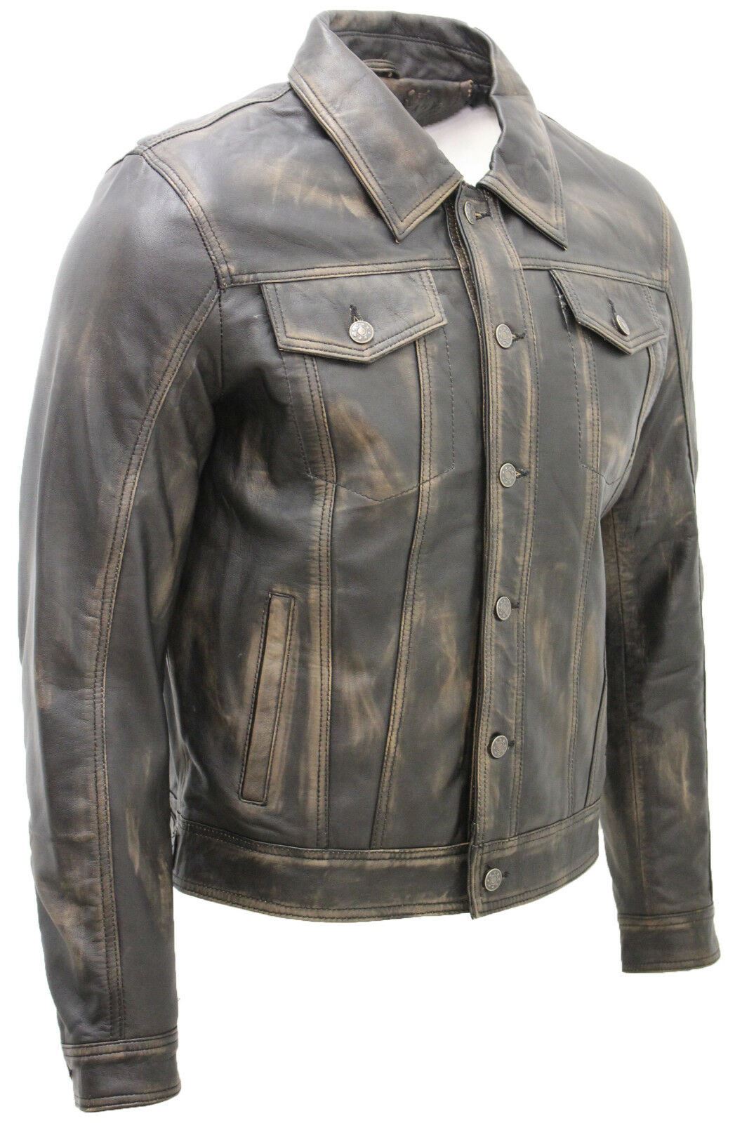 Men’s Retro Leather Trucker Jacket-Constantine