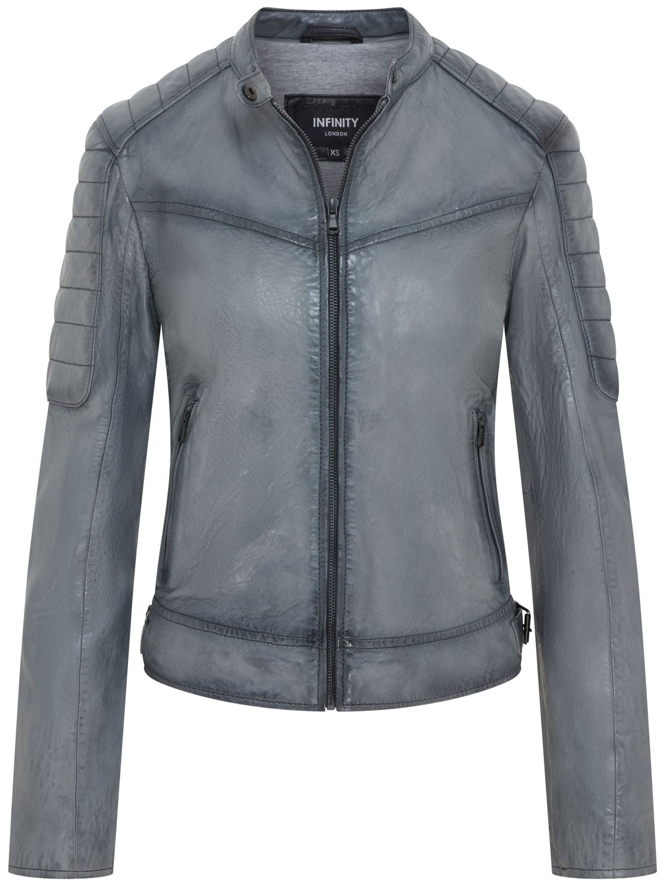 Womens Retro Quilted Leather Biker Jacket - Horten