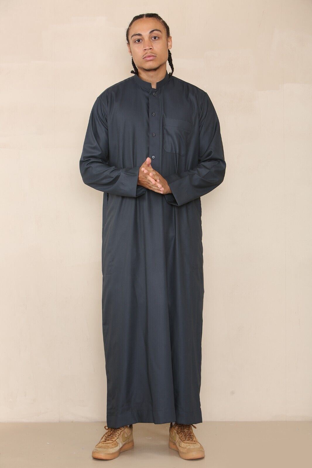 Mens Thobe Jubba Saudi Islamic Arabic Eid Cotton Kaftan Jubbah Umrah Robe