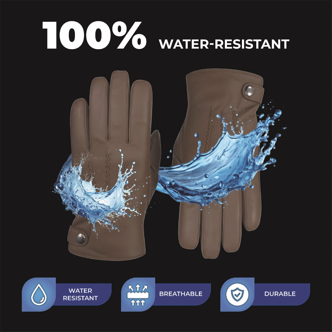 Men’s Italian Leather Warm Wool-Lined Winter Gloves - M-LGV-505