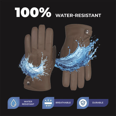 Men’s Italian Leather Warm Wool-Lined Winter Gloves - M-LGV-505