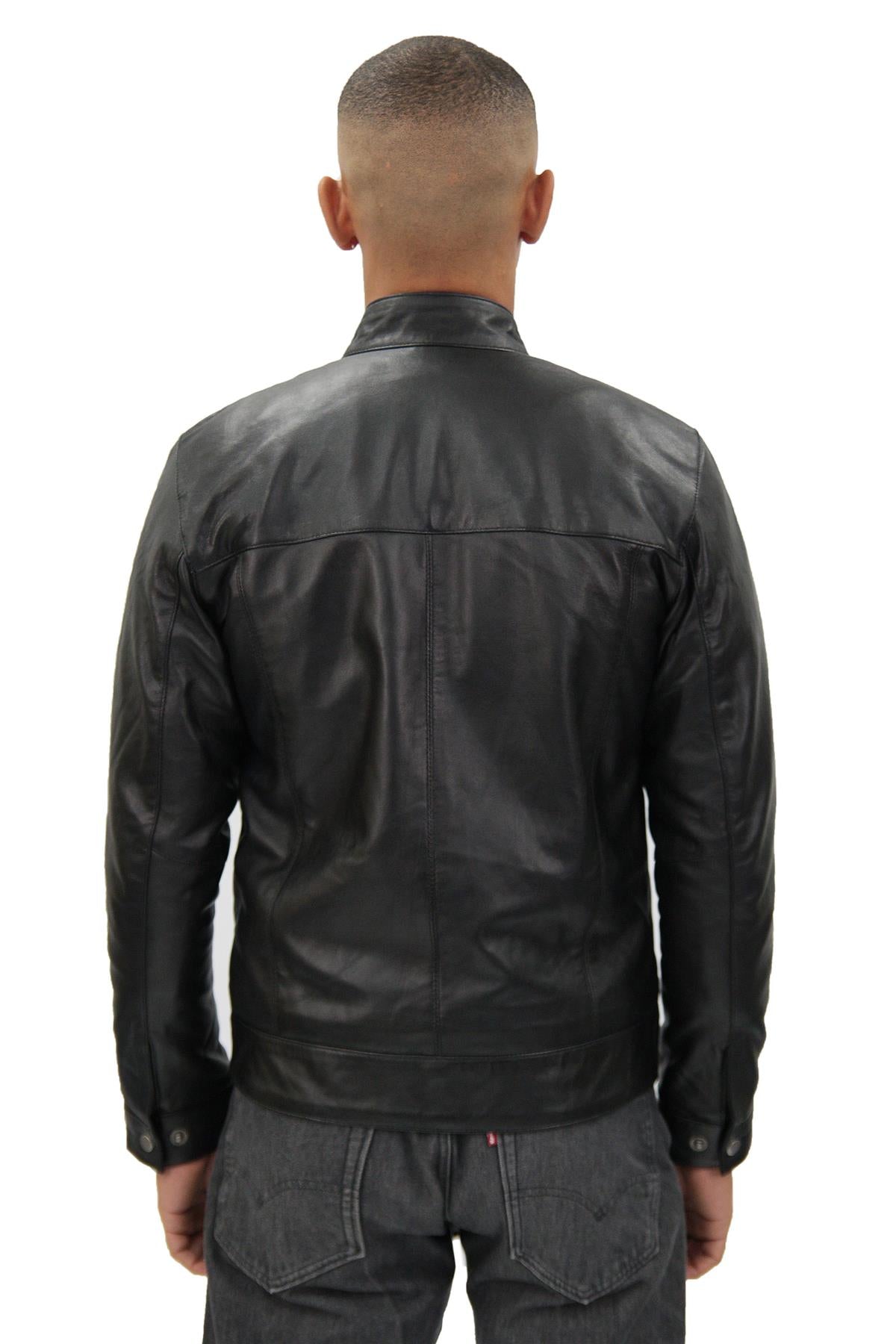 Herren Retro Leder Bikerjacke-Amsterdam