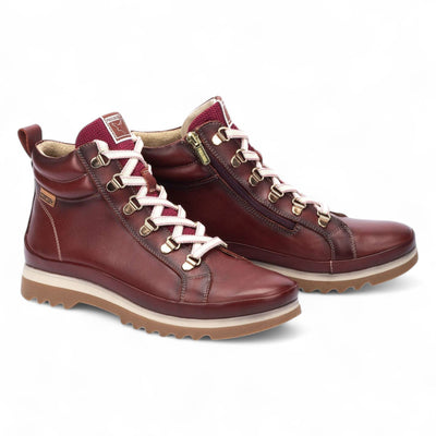 Pikolinos Women’s Arcilla Red Leather Ankle Trainers Boots - Vigo