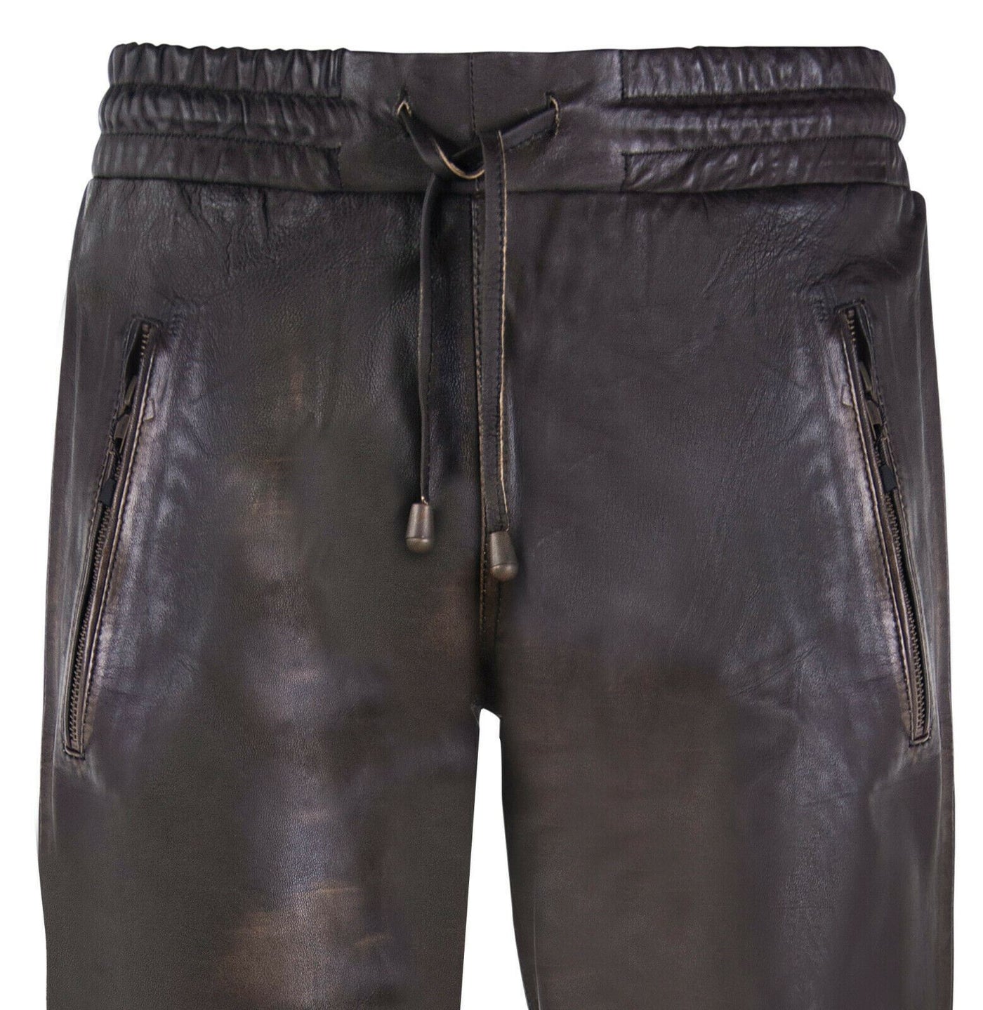 Mens  Leather Jogging Bottoms-Boston