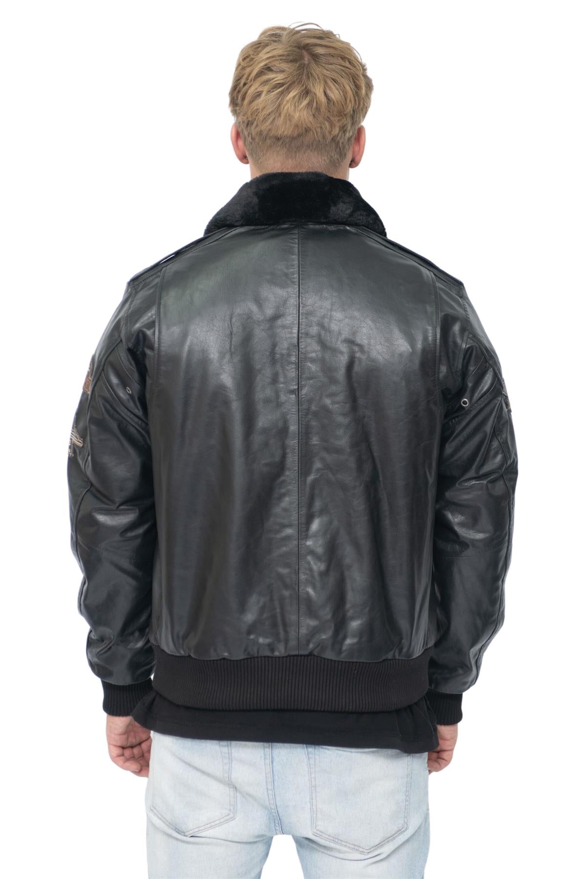 Mens Leather US Air Force Bomber Jacket-Wellington