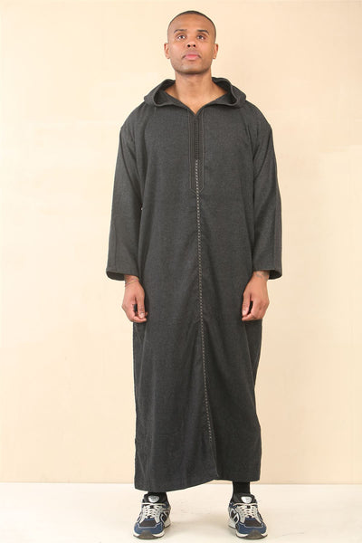 Men's Hooded Moroccan Thobe Djellaba Jubba Robe Eid