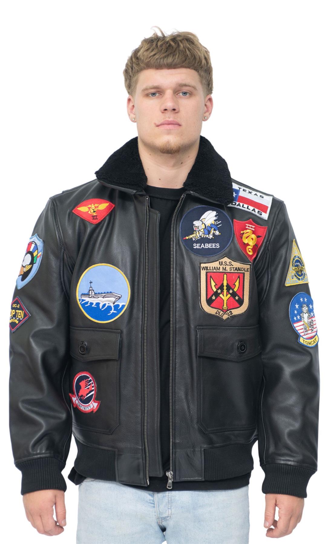 Mens Top Gun A2 Leather Bomber Jacket-San Diego