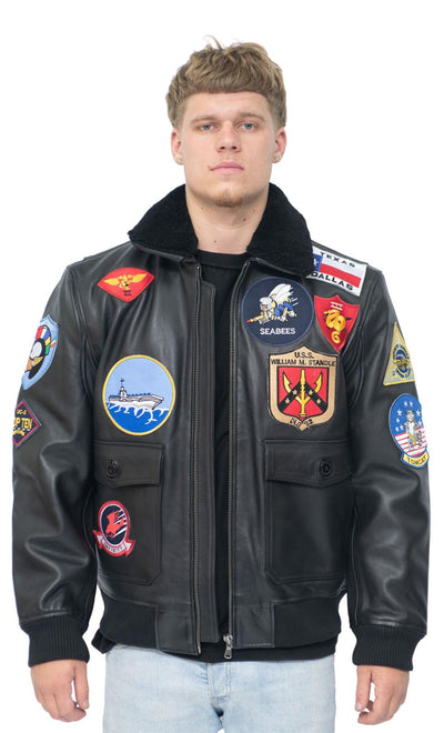 Mens Top Gun A2 Leather Bomber Jacket-San Diego