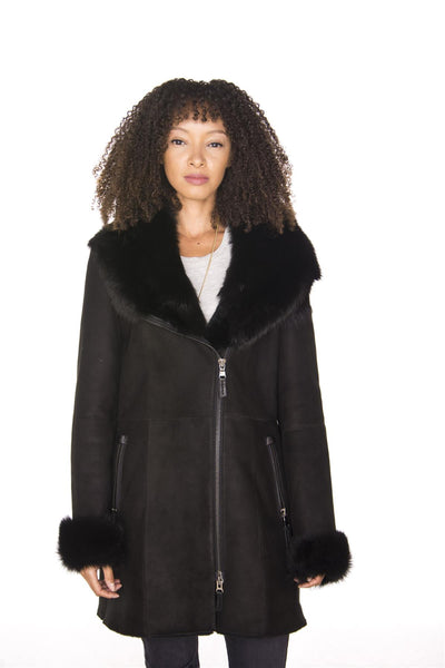 Ladies Suede Merino Sheepskin Coat-Samara