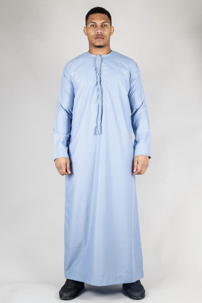 Men's Thobe Emirati Islamic Jubba Robe Eid Tassel Slim Fit