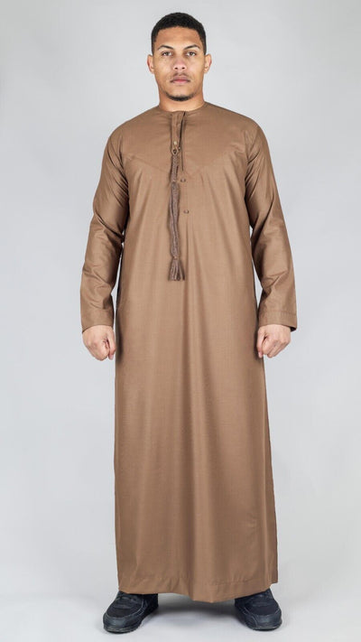 Men's Thobe Emirati Islamic Jubba Robe Eid Tassel Slim Fit