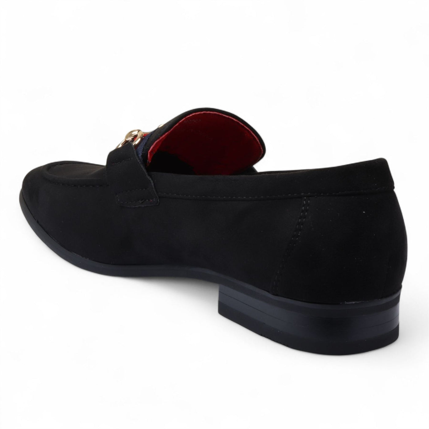 Men's Suede Loafers with Gold Buckle Slip-On Dress Shoes