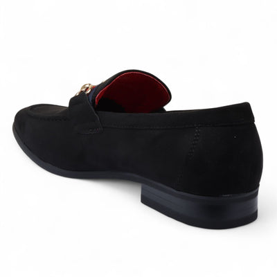 Men's Suede Loafers with Gold Buckle Slip-On Dress Shoes
