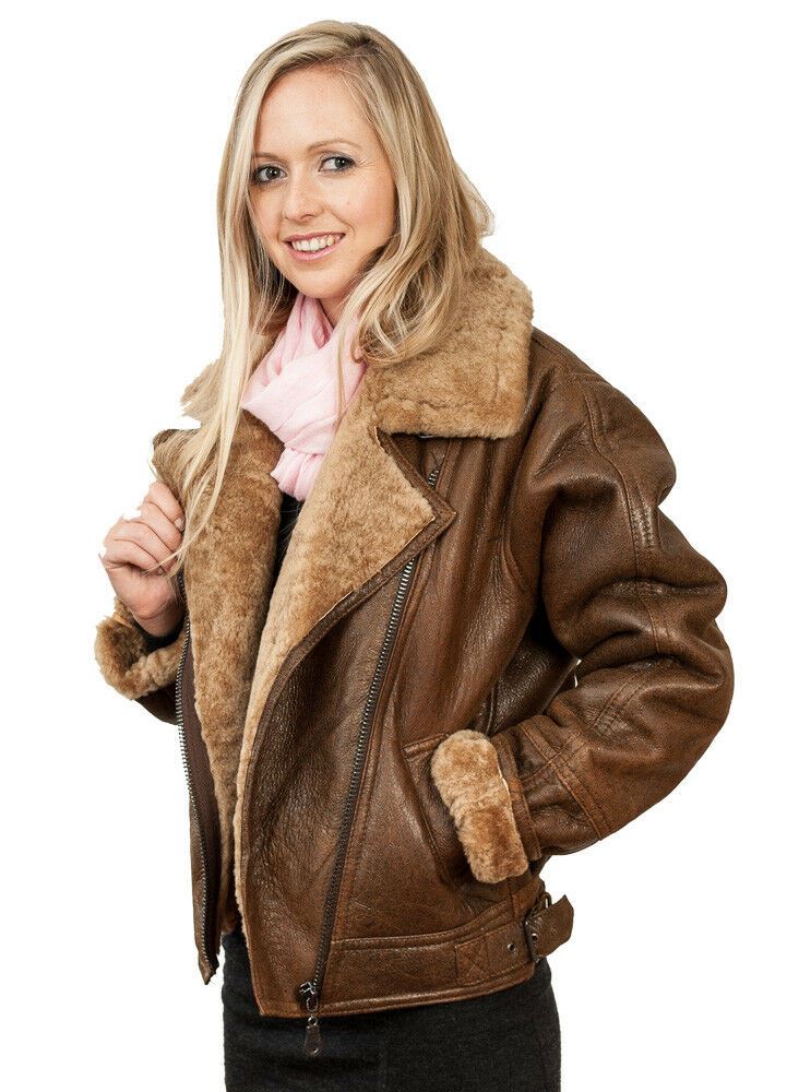 Womens B3 Sheepskin Leather Flying Jacket-Bergamo