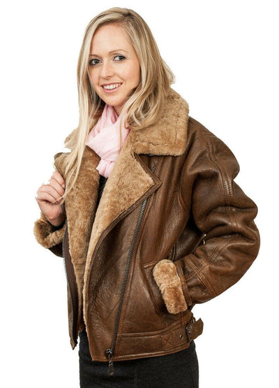 Womens B3 Sheepskin Leather Flying Jacket-Bergamo