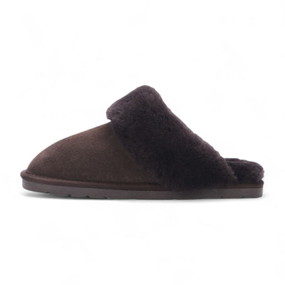 Women's Genuine Sheepskin Brown Suede Mule Winter Slippers - Luna