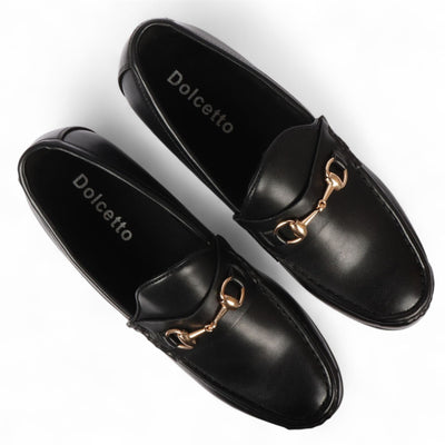 Men's Loafers with Gold Buckle Smart Slip-On Shoes