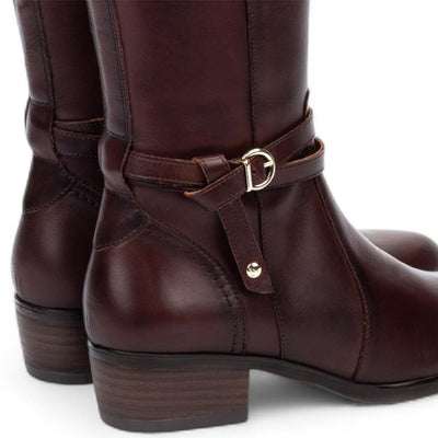 Pikolinos Women's Knee High Tall Caoba Brown Leather Boots - Daroca