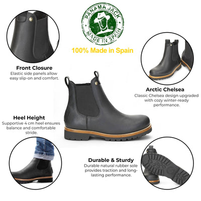 Panama Jack Men's Beny Igloo C1 Black Waterproof Leather Chelsea Boots