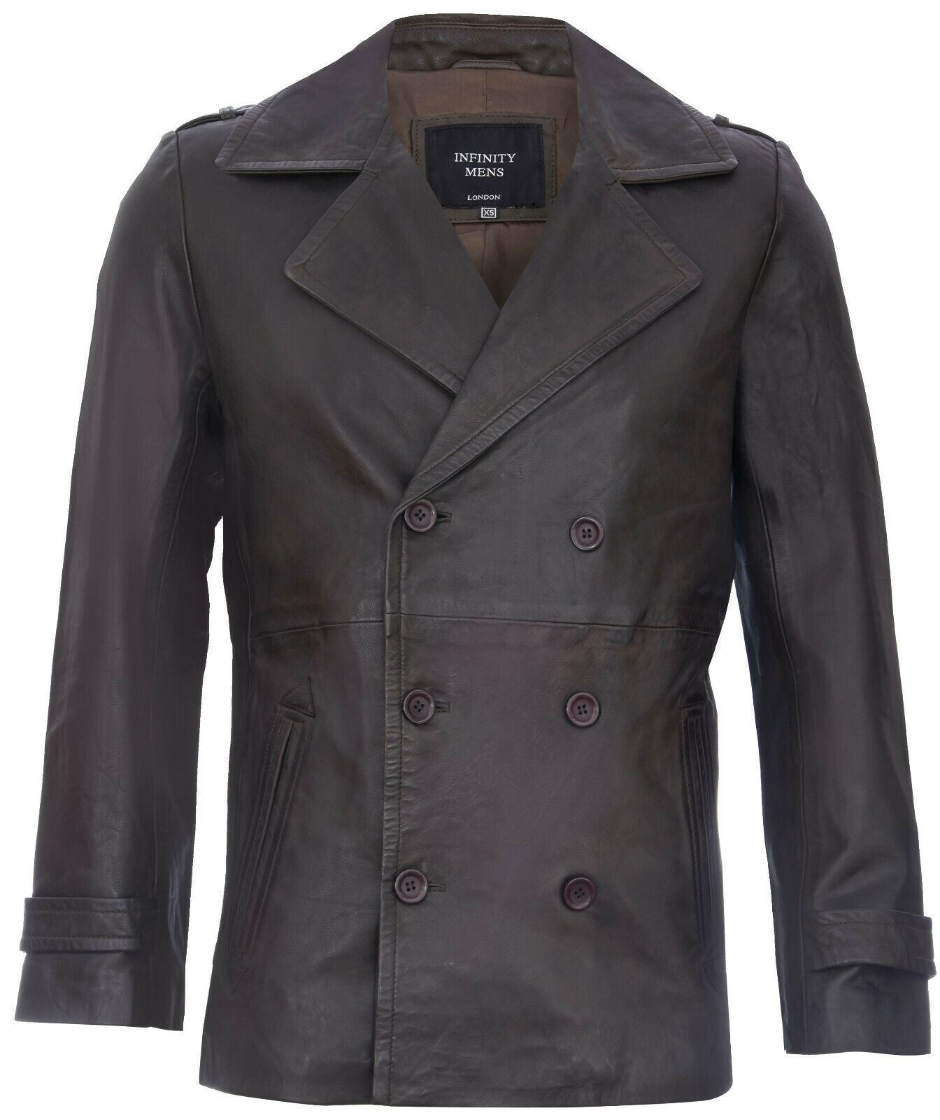 Mens Leather Peacoat-Amara