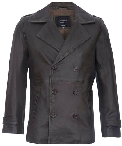Mens Leather Peacoat-Amara