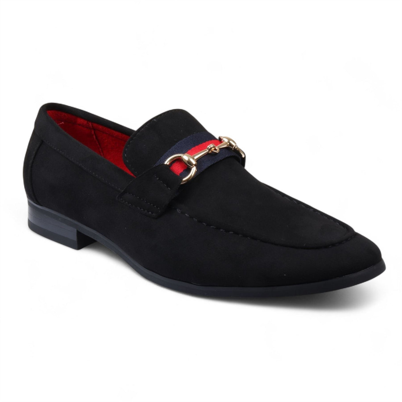 Men's Suede Loafers with Gold Buckle Slip-On Dress Shoes