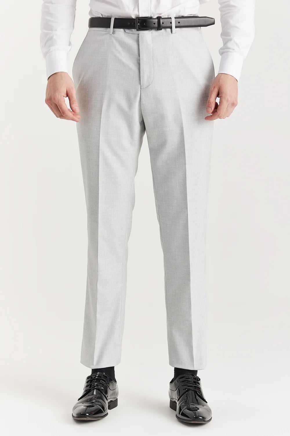 Men's Silver Lightweight Summer Wedding Party Trouser