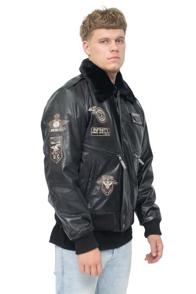 Mens Leather US Air Force Bomber Jacket-Wellington