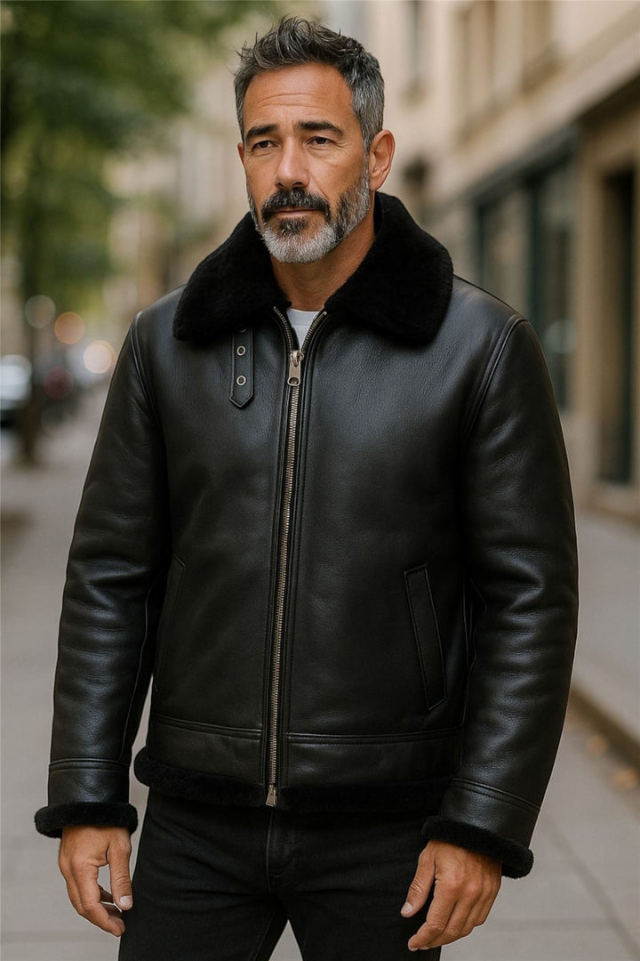 Mens B3 Aviator Real Sheepskin Leather Flying Jacket-Oxford