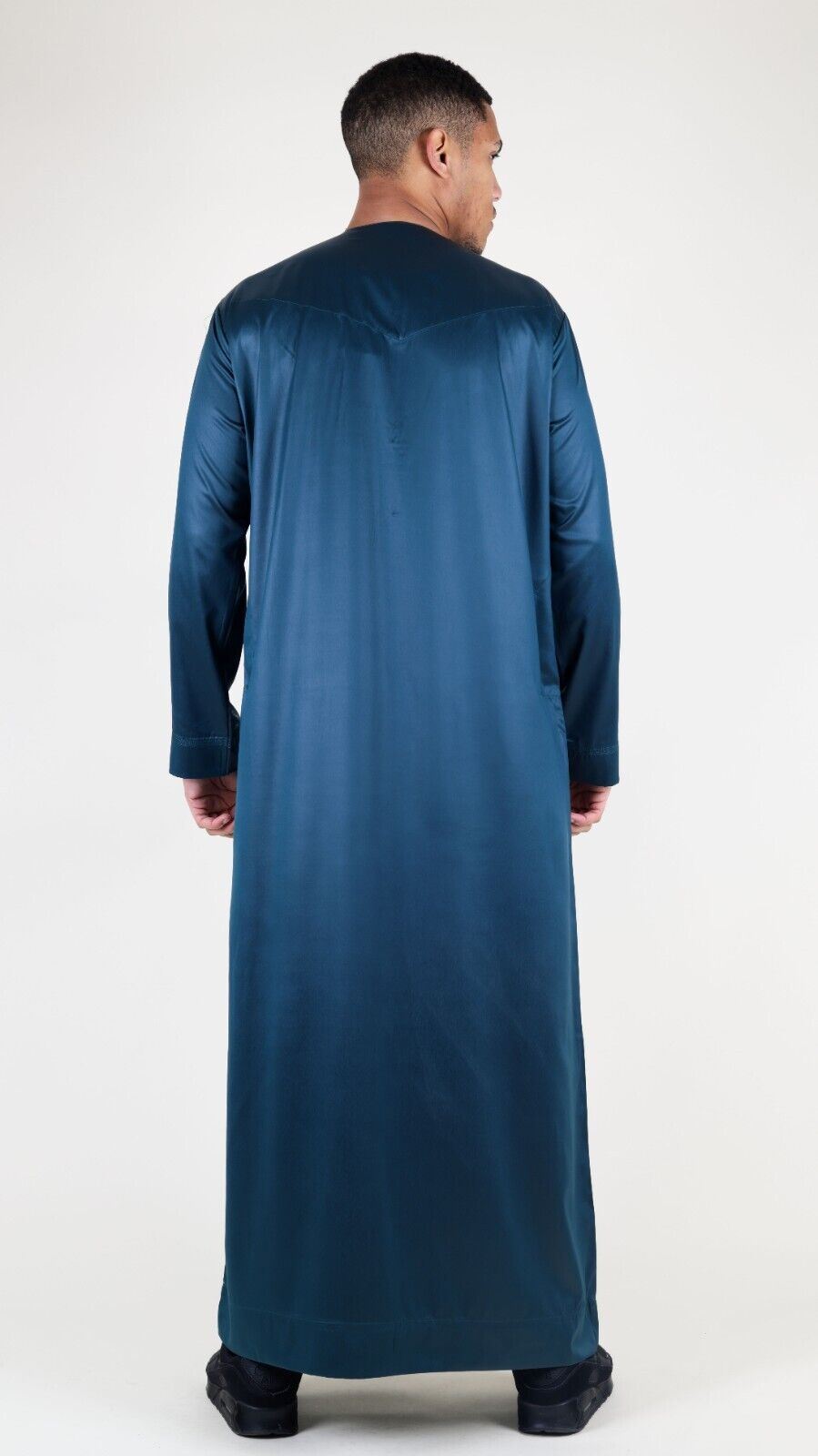 Men's Thobe Robe Satin Emirati Islamic Jubba Eid Slim Fit