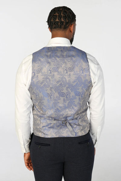 Men's Navy Blue Wool Blend Tweed Formal Waistcoats