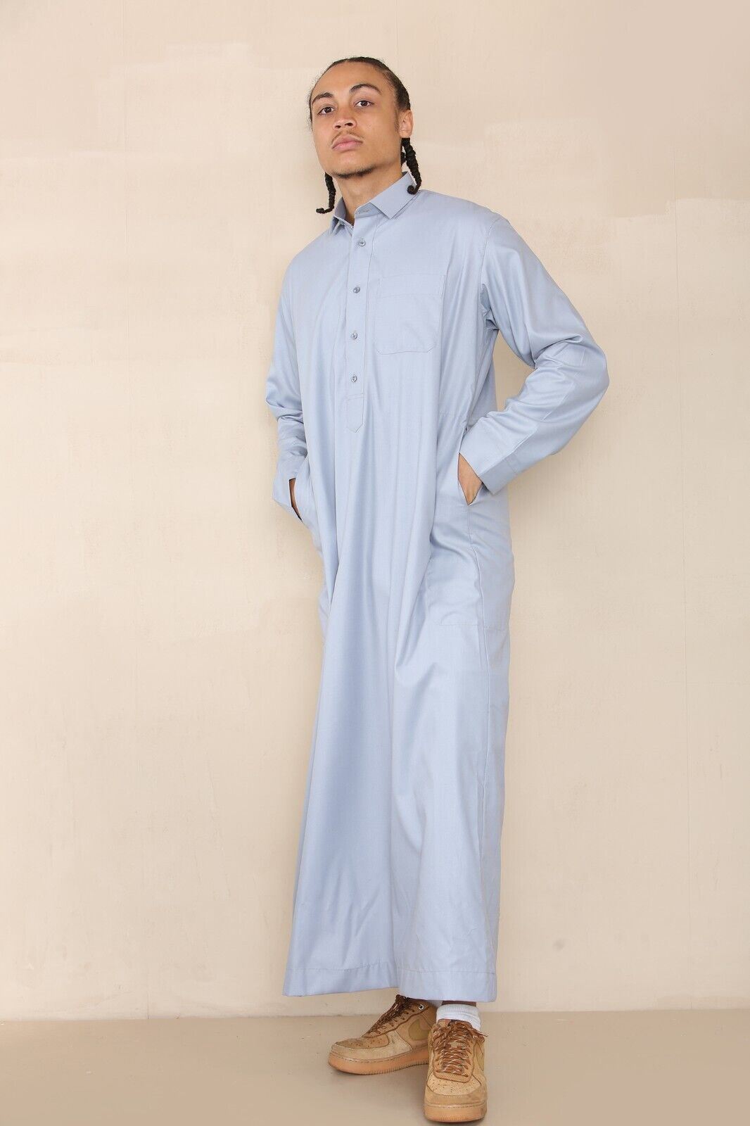 Mens Thobe Jubba Saudi Ramadan Eid Islamic Kaftan Kaudara Arabic Jubbah