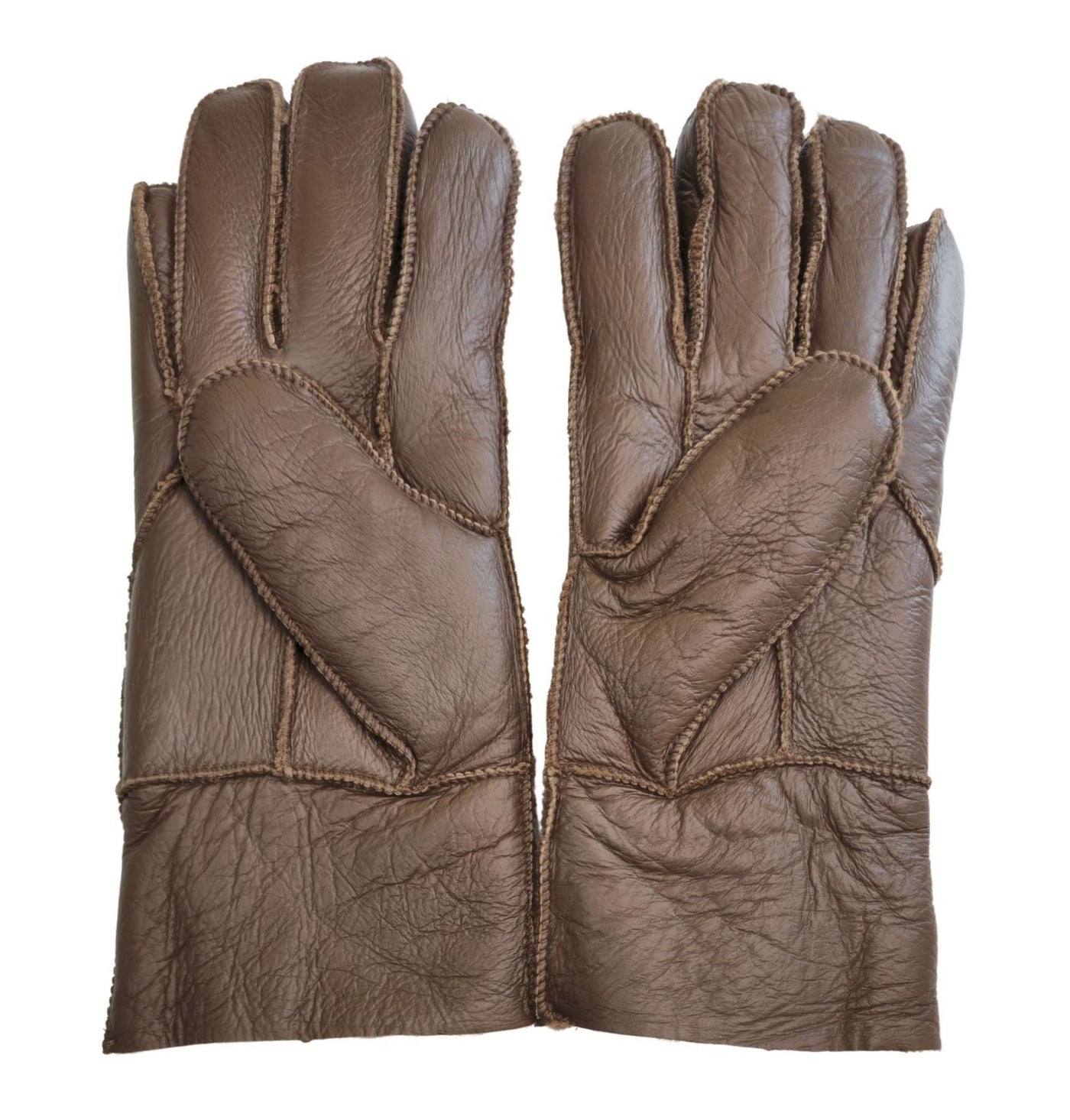 Unisex Sheepskin Leather Gloves with Roll Up/Down Cuff