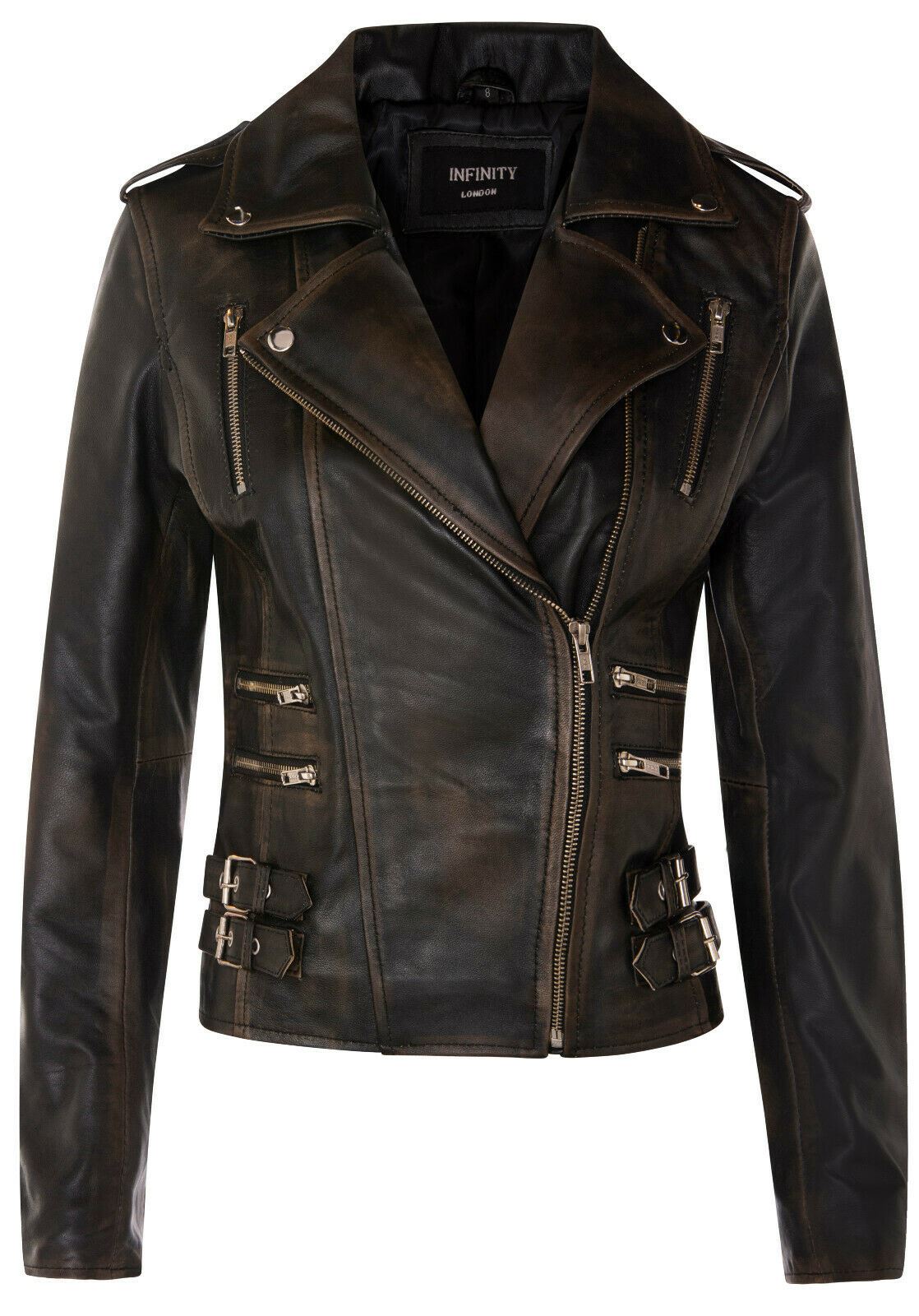 Womens Leather Brando Biker Jacket - Orlando