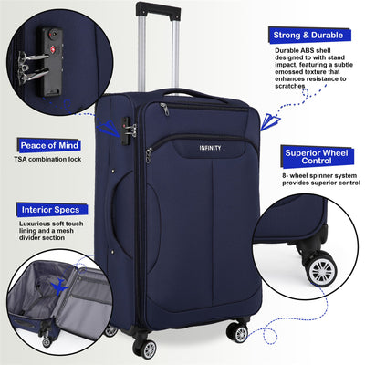 8 Wheel Lightweight Suitcase Luggage TSA Travel Bags Set