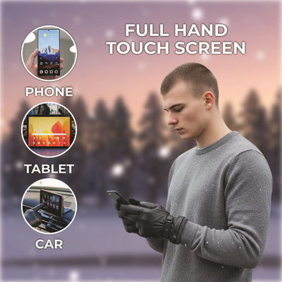 Men’s Italian Leather Warm Wool Lining Winter Knit Rib Gloves - M-LGV-105