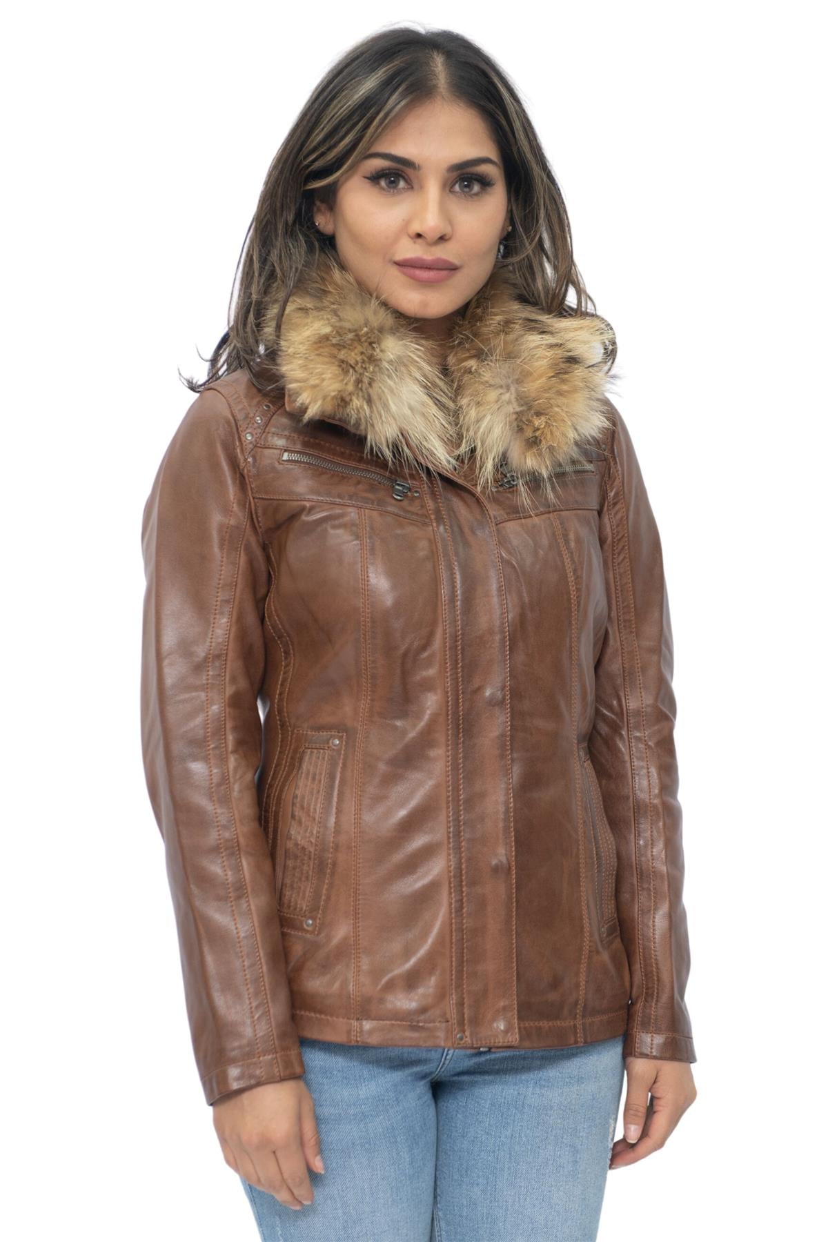 Womens Leather Parker Jacket-Arvada