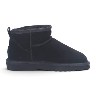 Women's Black Genuine Sheepskin Real Fur Winter Ankle Boots - Sable