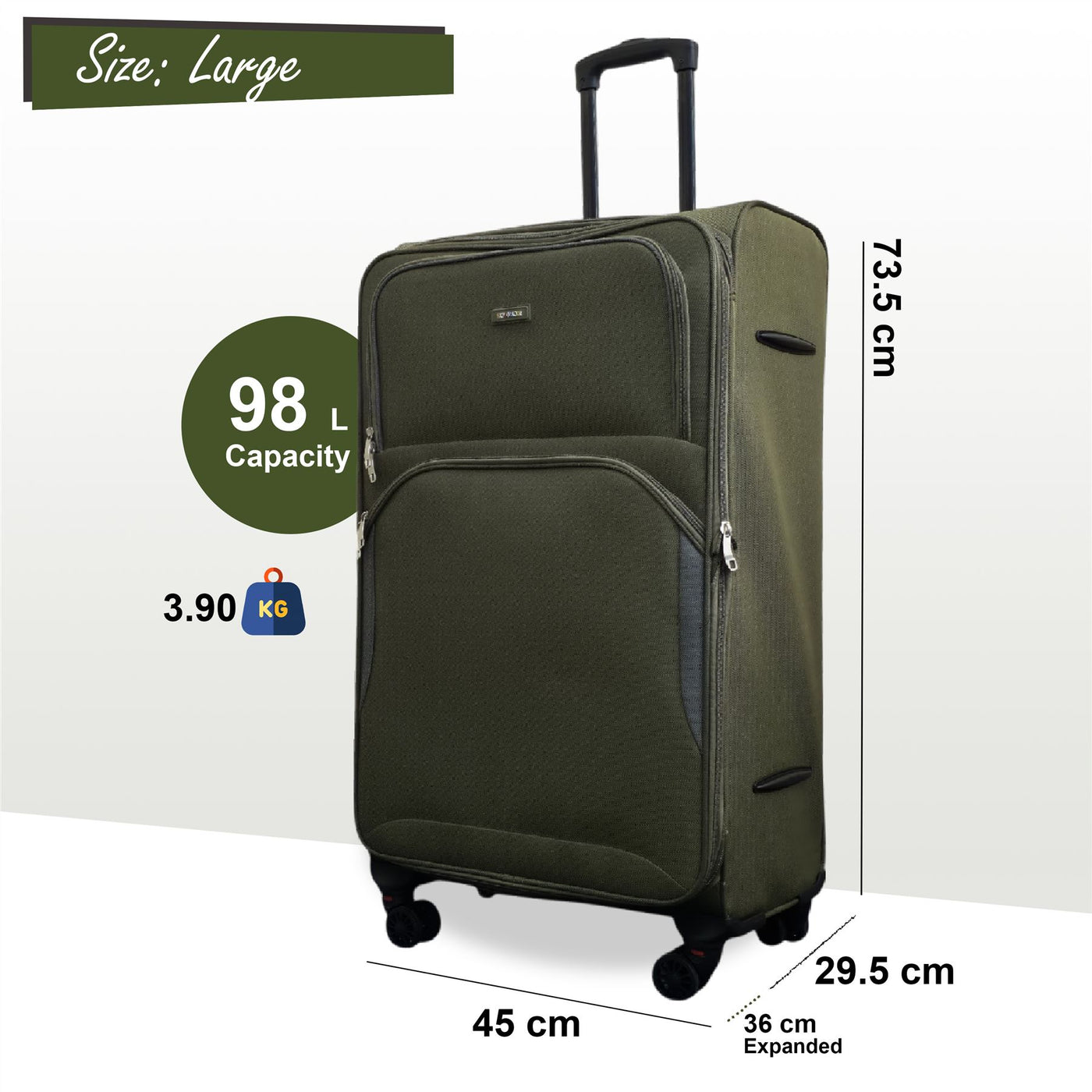 Expandable Soft 8 Wheel Lightweight Suitcase Luggage Travel Bags Set