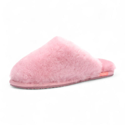 Women's Sheepskin Slippers Pink Warm Winter Fur Mule - Aurora