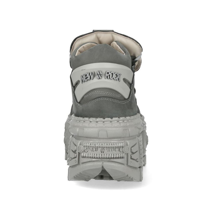 New Rock M-106WALL-C63 Grey Leather Urban Gothic Ankle Boots