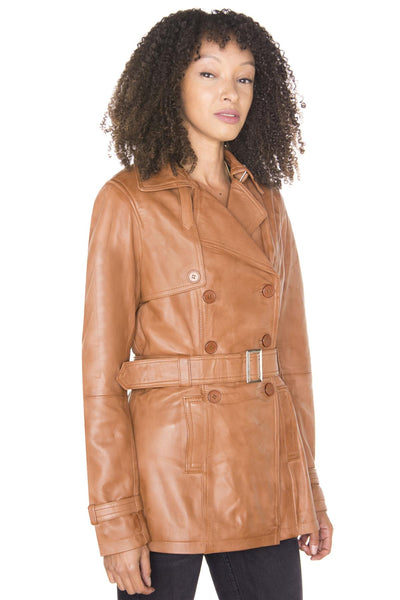 Womens Nappa Leather Trench Coat-Mosul