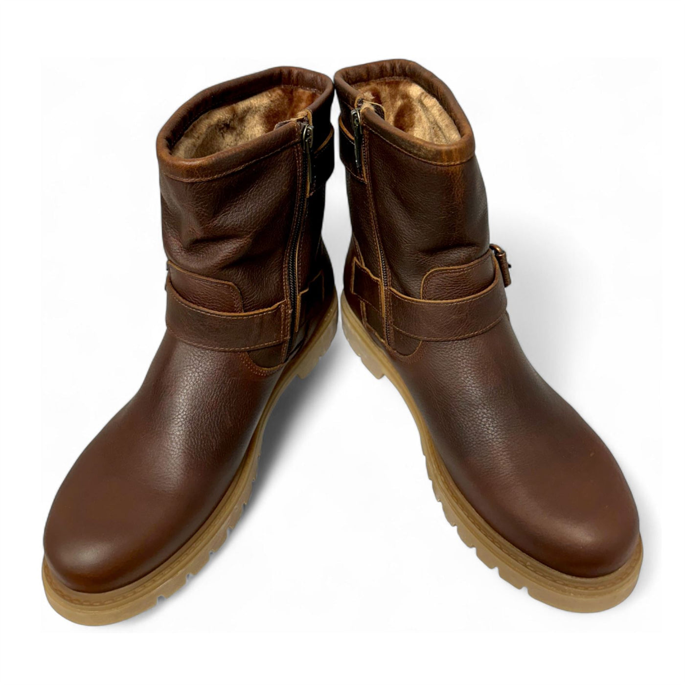 Panama Jack Women's Felina B33 Bark Waterproof Leather Buckle Ankle Boots